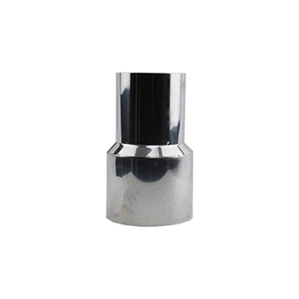 Enkelwandig RVS verloop conisch kachelpijp verkleinend 100mm naar 80mm