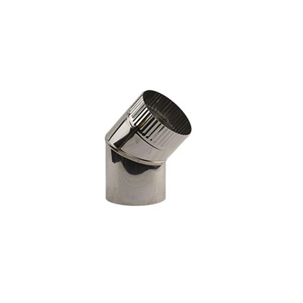 Enkelwandige RVS bocht 45 graden, diameter 120mm