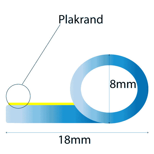 Hark 38 kachelkoord oud model. Koord met een rond stuk, diameter 8mm en een plat stuk van 18mm.
