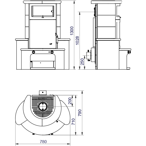 Lijntekening Hark 63 GTE kachel