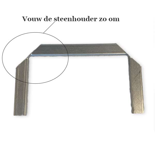 Dovre 350CB steenhouder omvouwen. Afgeschuinde hoeken, vouw de houder naar buiten.