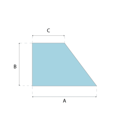 Trapezium kachelruit met een rechte hoek. Hittebestendig glas voor in de kachel of oven.