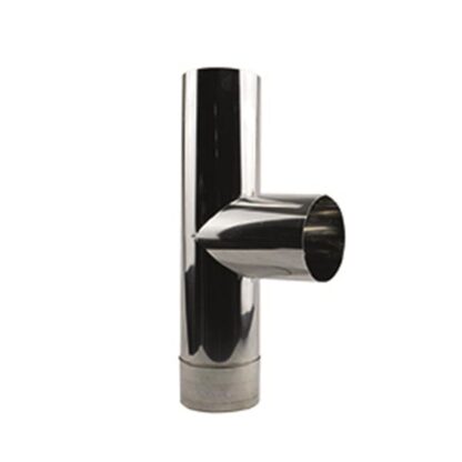 Enkelwandig rvs T-stuk met deksel. Diameter van 125mm.