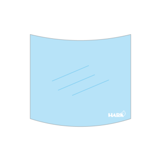 Hark Taifun kachelruit van hittebestendig glas. Gebogen kachelvenster met hark logo.