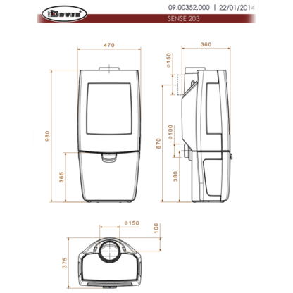 LIjntekening maatvoering van Dovre Sense 203