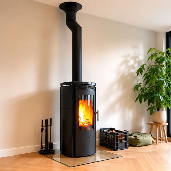 Hark 130 Ecoplus houtkachel. zwart zijaanzicht