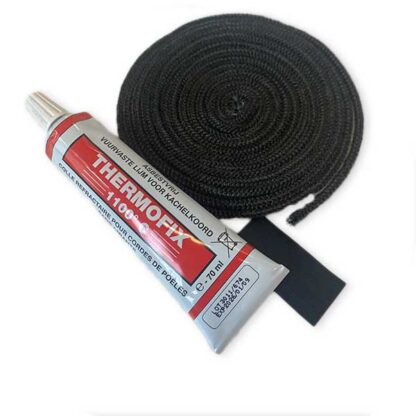 Service kit met kachelkoord, lijm en eindtape. Universele reparatieset.