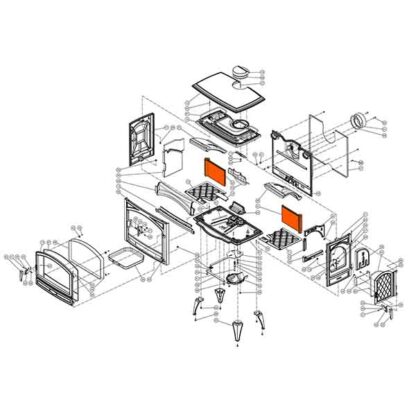 Dovre 760WD set achterwand. Twee vermiculiete achtertegels voor de Dove 760WD houtkachel.