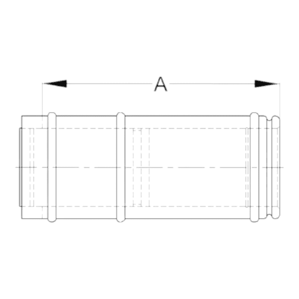 Maattekening schuifbare paspijp element voor schiedel ICS 25 270-375mm artikel nummer100716