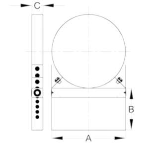 maattekening verstelbare muurbeugel ICS 25 schiedel 150-200mm